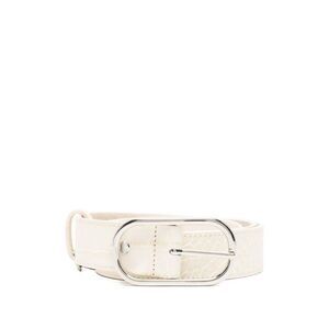 HERSKIND Women's Textured Leather Effect Belt with Oval Buckle Women WHITE Belts